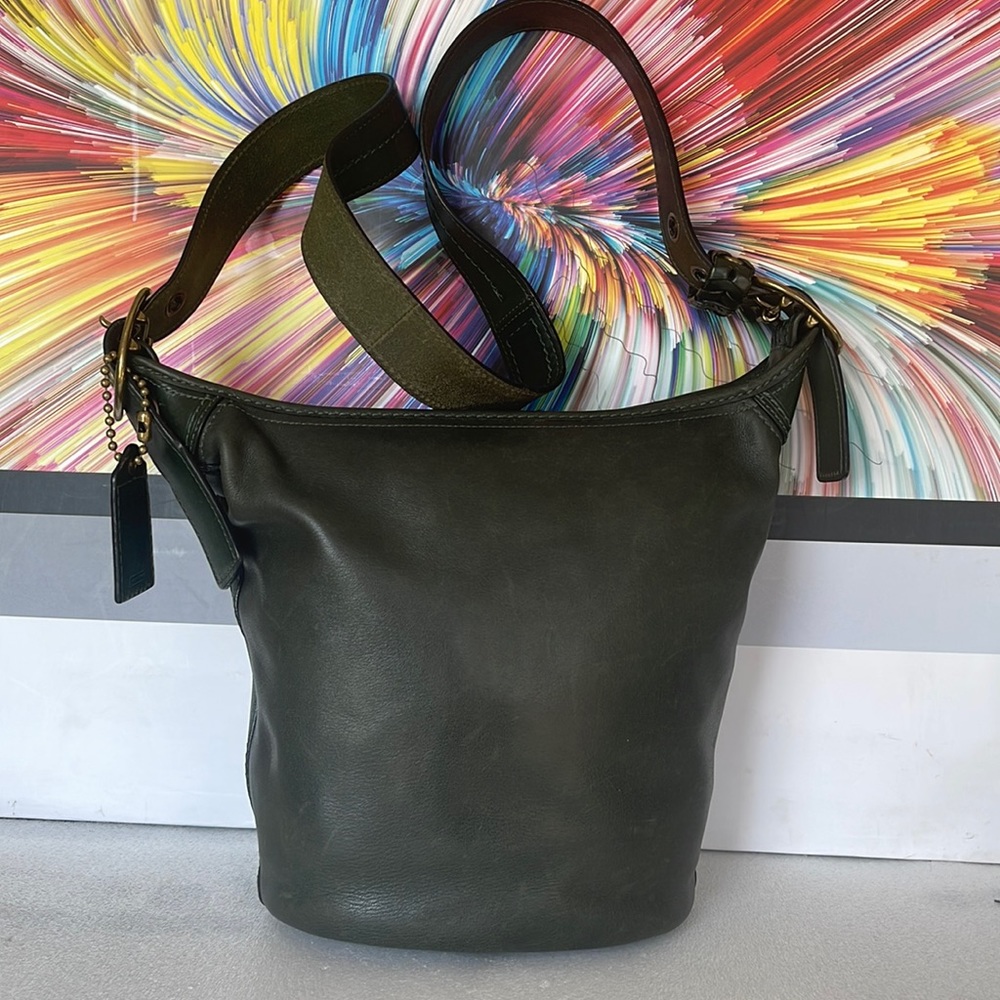 Coach Bleecker Vintage Green Leather Bucket Crossbody Bag